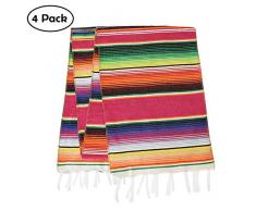eccbox Tischläufer mexikanische Serape, 35,6 x 213,4 cm, mexikanische Party-Dekoration, Fransen, Baumwolle, gestreift, Tischläufer Fiesta Dekorationen
