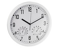 Alco 188-10 Wanduhr rund, 35 cm, weiß, mit Thermometer und Hygrometer
