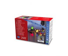 Konstsmide, 2387-520, LED Biergartenkette, opal, 40 bunte Birnen / 80 warm weiße Dioden, 6V_Außentrafo, schwarzes Kabel