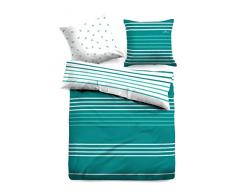 TOM TAILOR Unisex Heimtextilien & Bettware Satin Wende-Bettwäsche Blue-Bird/Blue,135/200