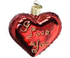 Old World Christbaumschmuck I Love You (Ich Liebe Dich) rot