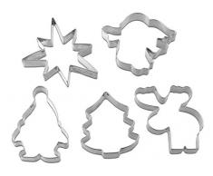 Dr. Oetker 5er Ausstecher-Set, Ausstechformen für Weihnachten, Ausstecher für Plätzchen, Kekse und Fondant, vielfältige Motive, Menge: 1 x 5er Set