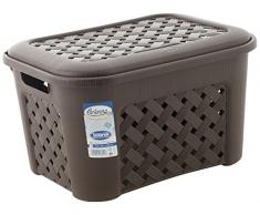 Tontarelli Arianna Wäschekorb mit Deckel, Kunststoff, Braun, 24 Liter