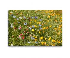 Premium Textil-Leinwand 120 x 80 cm Quer-Format Wildblumen für Bienen mit Goldmohn und Junger im Grünen | Wandbild, HD-Bild auf Keilrahmen, Fertigbild auf hochwertigem Vlies, Leinwanddruck von Meike Bölts