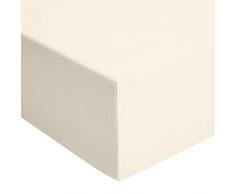 AmazonBasics - Spannbetttuch, Jersey, Beige - 150 x 200 cm