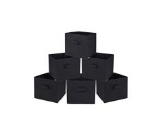 Rebecca SRL 6er Set Korb Aufbewahrungsbox schwarz Stoff faltbar praktisch Zuhause Büro (Code RE4724)