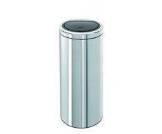 Brabantia Touch Bin 461903 Abfalleimer, mit Push-Deckel, Edelstahl, Einsatz aus Kunststoff, Flacher Deckel, 30 l