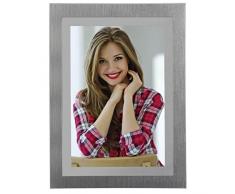 Hama Portrait Bilderrahmen Melbourne für Foto-Größe 10 x 15 cm (Fotorahmen aus Metall, klassisch, zum Aufstellen und Aufhängen, Samtrückwand, Echtglas) silber