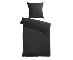 Kinzler B-11080/31 Mikrofaser Bettwäsche uni, 80 x 80 + 135 x 200 cm, ultrasoft, Schwarz