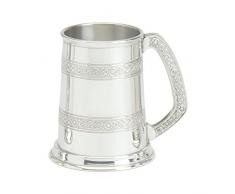 Edwin Blyde & Co 1 Pint Bierkrug mit massivem Metall Boden – Zwei Bands und Celtic Sheffield Griff, Zinn