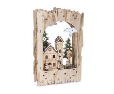 Small Foot Lampe Torbogen mit LED-Beleuchtung, Holz gearbeitetes Winterdorf in feinem Holzrahmen, Weihnachtsdeko Dekoartikel, braun