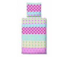 biberna 0044740 Linon Bettwäsche Garnitur mit Kopfkissenbezug (Baumwolle) 1x 135x200 cm + 1x 80x80 cm, pink