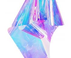 Emoyi Regenbogenfolie, holografisches Vinyl, glänzend, für Taschen, Patchwork, DIY, Fensterfolie, Kunstprojekte, 33,8 x 99,1 cm