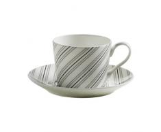 Maxwell & Williams S84002 Art Deco Tasse mit Untertasse, Kaffeetasse, gestreift, in Geschenkbox, Porzellan