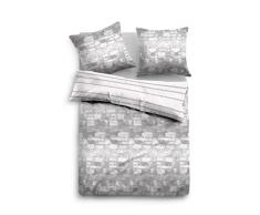 TOM TAILOR 0069813 Satin Bettwäsche Garnitur mit Kopfkissenbezug (Baumwolle) 1x 155x220 cm + 1x 80x80 cm, grau