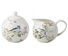 Die englische Tabelle Spring Fruits Zuckerdose und Milchkännchen, aus/weiß