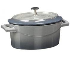Pentole Agnelli Slowcook Kasserolle oval mit 2 Griffen, aus Gusseisen 0.4 litri grau