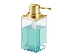 iDesign 41389EU Clarity Seifenspender, 6,35 x 9,53 x 15,24 cm, durchsichtig/goldfarben gebürstet, plastik
