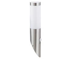 RABALUX Inox Torch Wandleuchte, Metall, E27, 60 W, edelstahl/weiÃ, 18 x 7,6 x 38 cm