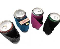 Bier kann chuggie mit zwei Taschen – Zigarette und Feuerzeug, Handy, Schlüssel, 3 mm Neopren 4 Pack sortiert