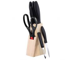 Renberg 8-teiliges Messerset: Messerblock mit Chefmesser Brotmesser Schälmesser Universalmesser Tranchiermesser Sparschäler und Schere RB-8813