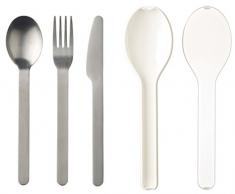 Rosti Mepal Besteck-Set Ellipse, Edelstahl/Polypropylen, 19,5 x 5,1 x 2,3 cm, 3-teilig, weiß, 19.5 x 5.1 x 2.3 cm