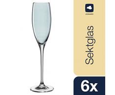 Leonardo Sektgläser Lucente, Champagnerglas elegante Sektkelche 140 ml Füllmenge, 6 teilig, blau, 061772