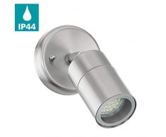 EGLO LED Außen-Wandlampe Robledo, 1 flammige Außenleuchte, Wandspot aus Edelstahl und Glas, Farbe: Silber, Fassung: GU10, IP44