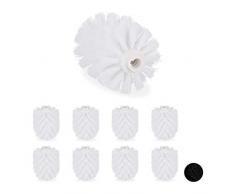 Relaxdays Ersatzbürstenkopf für Klobürste, im 9er Set, Ersatz WC Bürstenkopf, Kunststoff, 12 mm Gewinde, D: 7 cm, weiß, 9 Stück