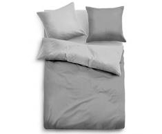 TOM TAILOR 0069940 Satin Bettwäsche Garnitur mit Kopfkissenbezug (Baumwolle) 1x 200x200 cm + 2X 80x80 cm, grau