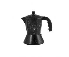Home Espressokocher für 3 Tassen, mit Boden INDUKTION, Dekor Stone, Aluminium, schwarz, 10 x 15 x 16 cm