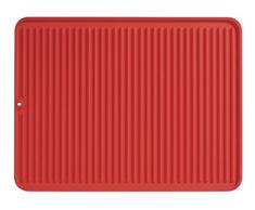 iDesign Abtropfmatte, große Spülbeckenmatte aus Silikon, gerillte Geschirrabtropfmatte für die Ablage von Besteck und Geschirr, rot