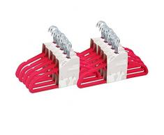 JVL dünn Velvet Touch platzsparend rutschfest Kleiderbügel, Hot Pink, 10er-Pack