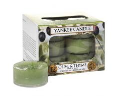 YANKEE CANDLE Olive Thymian Teelichter 12 Stück Duftkerzen, Plastik, grün, 8.6 x 8.5 x 6.3 cm