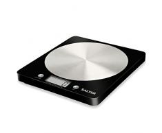 SALTER Digitale Küchenwaage mit Edelstahl Plattform, Elektronische Waage für die Küche, Wiegen von Lebensmitteln mit einer Kapazität von 5kg, Flüssigkeiten in ml + fl. Oz.