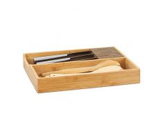 Relaxdays Messerhalter Bambus, Schubladeneinsatz für Messeraufbewahrung, Schubladenorganizer, HBT: 6,5x38x30cm, natur
