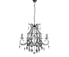 Premier Housewares Kronleuchter Cassandra, 6-armig, E14, mit kleiner Edison-Schraube, 40Â W, Chrome / Kristalle
