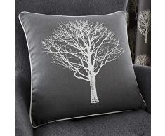Vorhang Woodland Trees mit Ösen, 1 Paar, Baumwolle, anthrazit, Filled Cushion 17x17 (43x43 cm)
