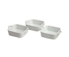Tognana Snackschale 10 cm 3-Teilig Porzellan Mignon quadratisch, Mini-KASSEROLLE Set, schwarz Parent Elfenbein