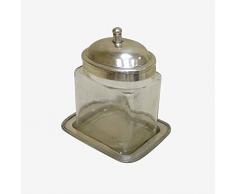 Better & Best Box mit Tablett, silberfarben, Maße 13 x 10 x 15,5 cm, Material: Metall/Glas, Einheitsgröße