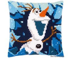 Vervaco Kreuzstichkissen Disney Olaf, Stickbild vorgezeichnet Kreuzstichpackung Kissen, vorbezeichnet, Baumwolle, Mehrfarbig, 40 x 40 x 0,3 cm