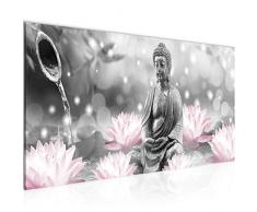 Bilder Feng Shui Buddha Wandbild 100 x 40 cm Vlies - Leinwand Bild XXL Format Wandbilder Wohnzimmer Wohnung Deko Kunstdrucke Rosa Grau 1 Teilig - MADE IN GERMANY - Fertig zum Aufhängen 018212c