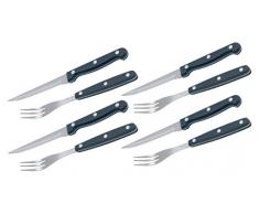 Kitchen Craft Steakmesser und Gabeln, Edelstahl, Silber/schwarz, 20.5 x 23 x 1.5 cm, 8-Einheiten