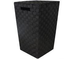 JVL Wäschekorb, konisch, Schwarz, versenkte Griffe