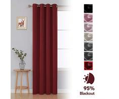 Deconovo Verdunkelungsvorhang Ösen Gardinen Wohnzimmer Vorhang Verdunkelung 229x168 cm Rot 1er Set