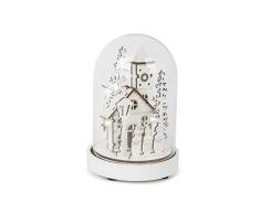 Small Foot Leuchtglocke Winterdorf mit LED-Beleuchtung, aus feinem Holz gearbeitete Winterlandschaft unter einer Glasglocke mit Holzfuß, Weihnachtsdeko Dekoartikel, weiss