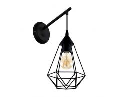EGLO Wandlampe Tarbes, 1 flammige Vintage Wandleuchte im Retro Look, Material: Stahl, Farbe: Schwarz, Fassung: E27