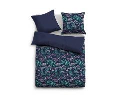 TOM TAILOR 0069852 Satin Bettwäsche Garnitur mit Kopfkissenbezug (Baumwolle) 1x 155x220 cm + 1x 80x80 cm, Indigoblau