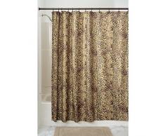 iDesign Cheetah Duschvorhang | Designer Duschvorhang mit Animal-Print| schöner Badewannenvorhang 183,0 cm x 183,0 cm im Safari-Look | Polyester braun