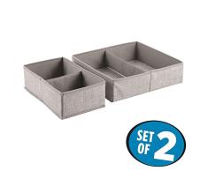 InterDesign Aldo Schubladen Organizer, Aufbewahrungsbox aus Polypropylen, 2er-Set Schubladenbox, beige